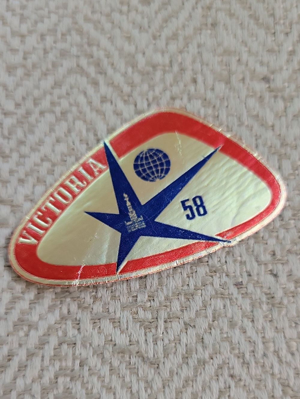1958 World's Fair Brussels, Belgium Luggage Label, Victoria Expo 58 - Picture 4 of 7